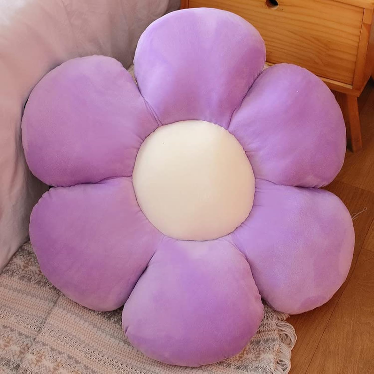 Amytoo Purple Flower Pillow Shaped Throw Pillow Smile Daisy Pillow Plant Blue Smiley Face Pillows Aesthetic Room Floor Cushion D